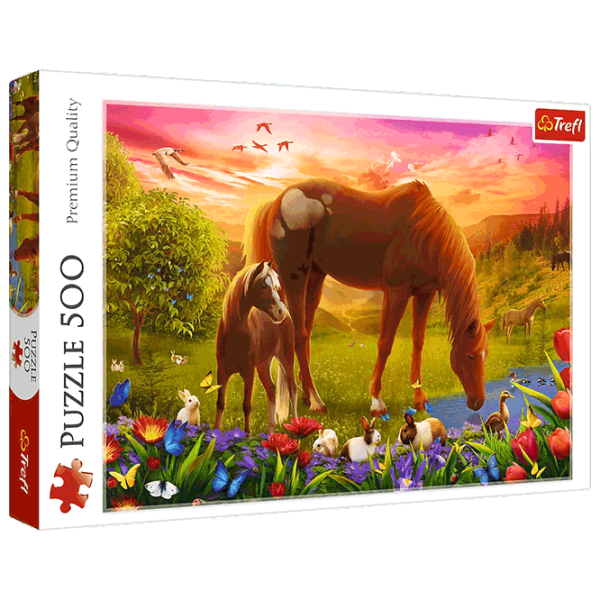 Puzzle Trefl Horses in the Meadow 10+/ Количество деталей: 500 photo 1