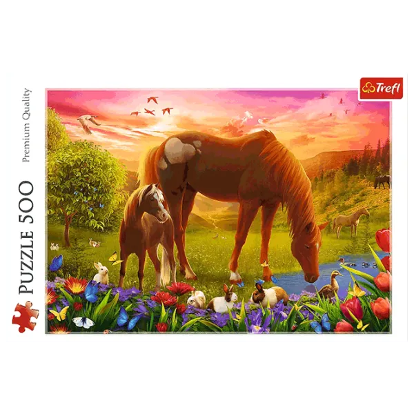 Puzzle Trefl Horses in the Meadow 10+/ Количество деталей: 500 photo 2