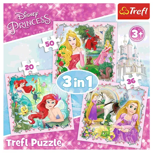 Puzzle Trefl Rapunzel, Aurora and Ariel 3+/ Количество деталей: 106 photo 2