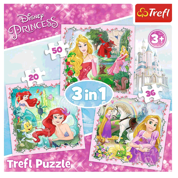 Puzzle Trefl Rapunzel, Aurora and Ariel 3+/ Количество деталей: 106 photo 2