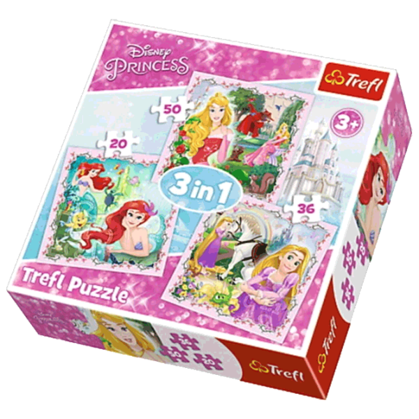 Puzzle Trefl Rapunzel, Aurora and Ariel 3+/ Количество деталей: 106 photo 3