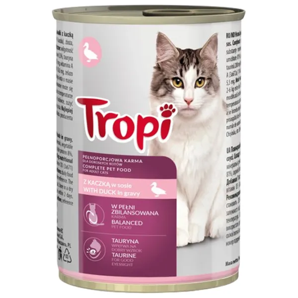 Корм для кошек влажный Tropi 733767  0.415 кг / Утка photo 1 Корм для кошек влажный Tropi 733767  0.415 кг / Утка photo 1