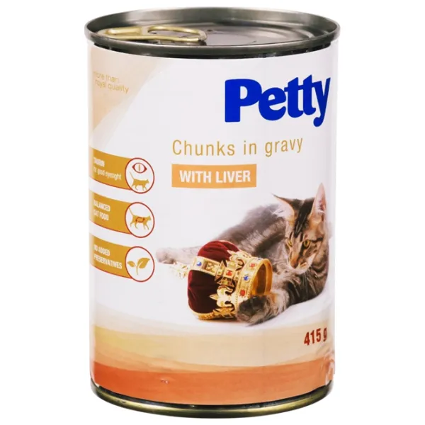 Корм для кошек влажный Petty 911563  0.415 кг / Печень photo 1 Корм для кошек влажный Petty 911563  0.415 кг / Печень photo 1
