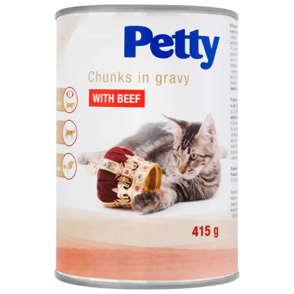 Корм для кошек влажный Petty 910481  0.415 кг / Говядина photo 1 Корм для кошек влажный Petty 910481  0.415 кг / Говядина photo 1