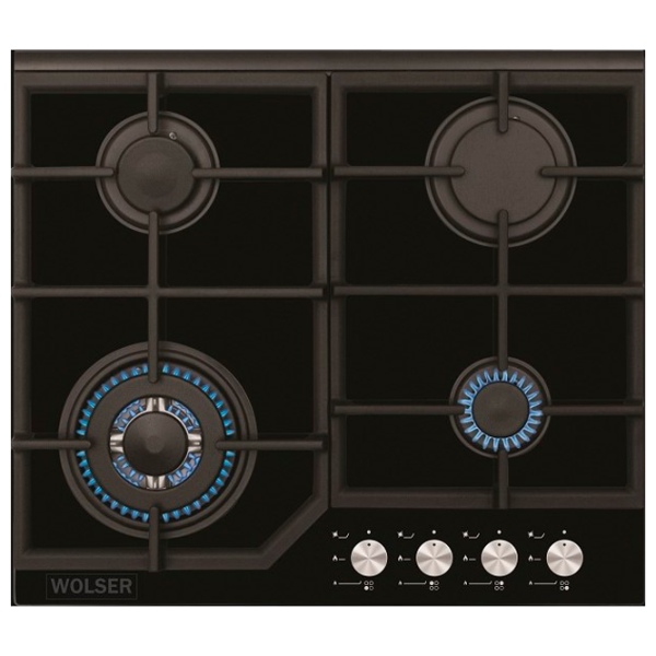 Plită încorporabilă pe gaz Wolser WL-TR6400 GTB FFD Sticlă călită / Black photo 1