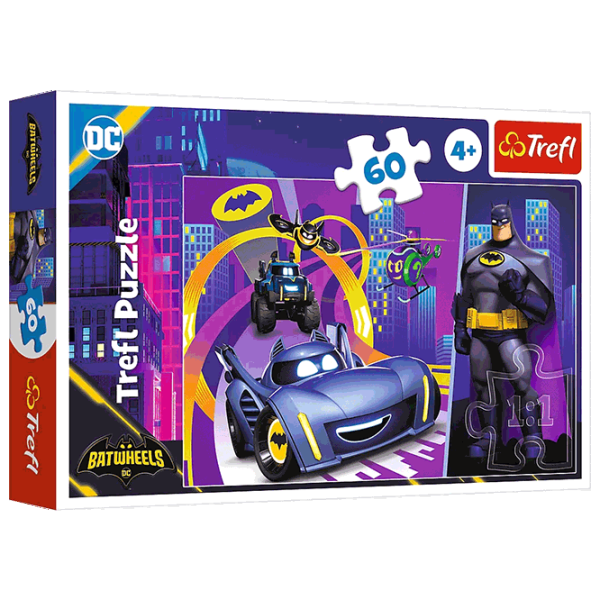 Puzzle Trefl Batman and his vehicles 4+/ Numărul de piese: 60 photo 1 Puzzle Trefl Batman and his vehicles 4+/ Numărul de piese: 60 photo 1