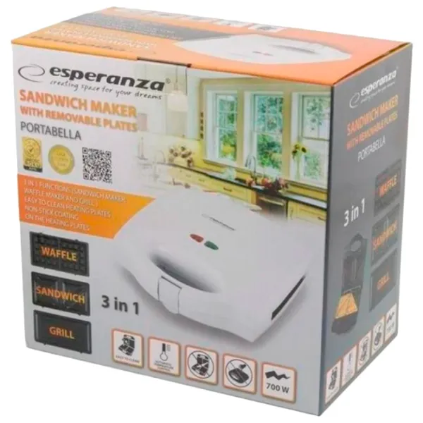 Aparat pentru sandvișuri Esperanza EKT006W 700 W / White photo 5