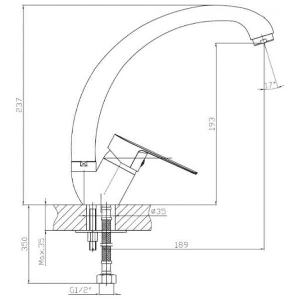 Baterie pentru bucătărie Rozzy Jenori RBZZ002-8N Mono comandă / Pivotantă / Alamă / Inox photo 2