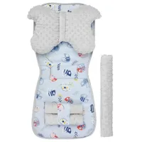 Матрасик для коляски Sensillo Deluxe Minky Хлопок / Синий