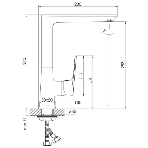 Смеситель для кухни Imprese f03407601AA Однорычажный / Поворотный / Латунь / Нержавеющая сталь photo 2