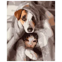 Картина по номерам Strateg Пес и кот 4823113837365 50 x 40 см / Вертикальная