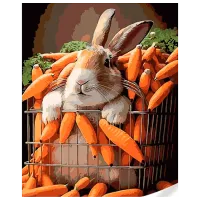 Картина по номерам Strateg Кролик в моркови 4823113874018 50 x 40 см / Вертикальная
