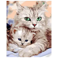 Картина по номерам Strateg Кошка и котенок GS1603 50 x 40 см / Вертикальная