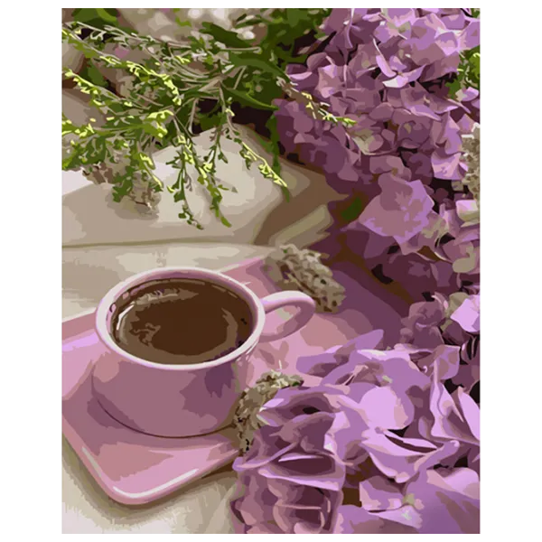 Картина по номерам Strateg Фиолетовые гортензии с кофе GS1035 50 x 40 см / Вертикальная photo 1 Картина по номерам Strateg Фиолетовые гортензии с кофе GS1035 50 x 40 см / Вертикальная photo 1