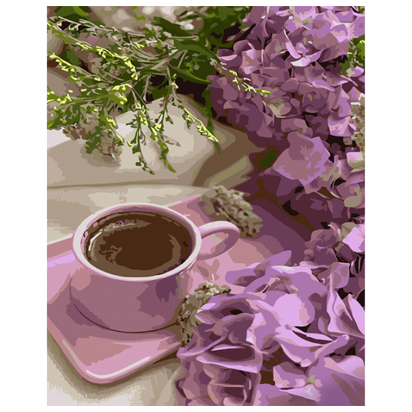 Картина по номерам Strateg Фиолетовые гортензии с кофе GS1035 50 x 40 см / Вертикальная photo 1 Картина по номерам Strateg Фиолетовые гортензии с кофе GS1035 50 x 40 см / Вертикальная photo 1