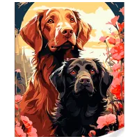 Картина по номерам Strateg Пара собачек GS1613 50 x 40 см / Вертикальная