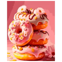 Картина по номерам Strateg Сладкие розовые пончики GS916 50 x 40 см / Вертикальная