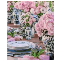 Картина по номерам Strateg Сервировка с цветами GS1096 50 x 40 см / Вертикальная