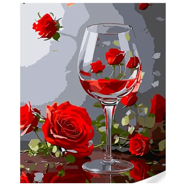 Картина по номерам Strateg Бокал в розах GS1622 50 x 40 см / Вертикальная photo 1 Картина по номерам Strateg Бокал в розах GS1622 50 x 40 см / Вертикальная photo 1