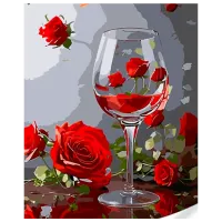 Картина по номерам Strateg Бокал в розах GS1622 50 x 40 см / Вертикальная