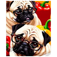 Картина по номерам Strateg Мопсы с перчинкой GS1624 50 x 40 см / Вертикальная