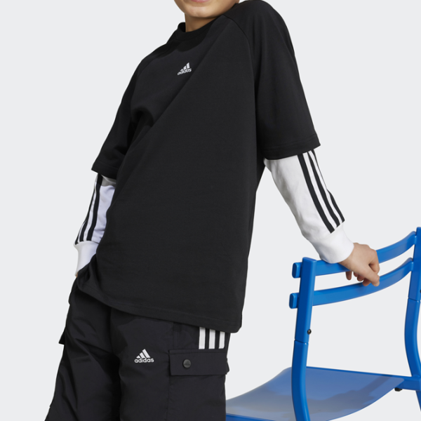 Tricouri unisex Adidas Street Jam 2-in-1 Long Sleeve Tee 152 / Black photo 3
