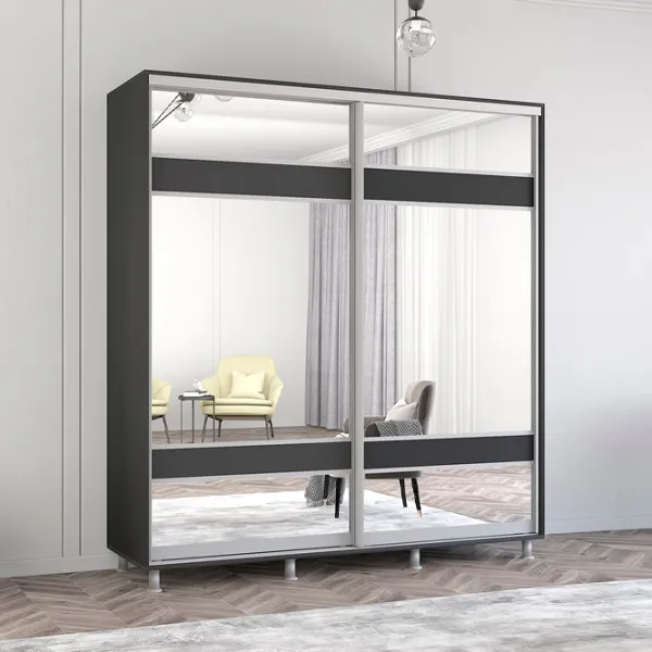 Шкаф Mobildor-Lux ARON S 200 x 60см x 210 / ЛДСП / Antracit photo 2