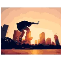 Pictură pe numere Strateg Parkour pe fundalul orașului DY112 50 x 40 cm / Orizontală