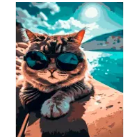 Pictură pe numere Strateg Pisică în vacanță GS983 50 x 40 cm / Verticală