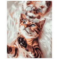 Картина по номерам Strateg Котик с ежиком GS1049 50 x 40 см / Вертикальная