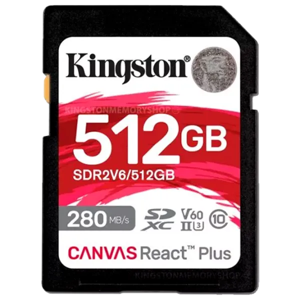 Карта памяти Kingston Canvas React Plus V60 512 ГБ SD / Class10 photo 1