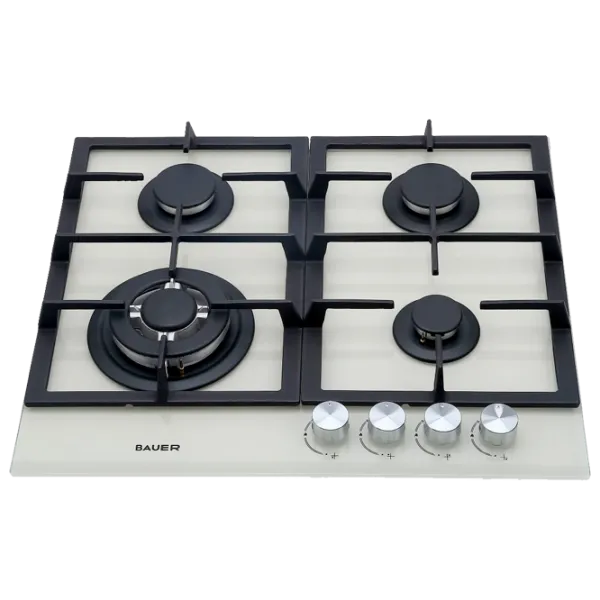 Plită încorporabilă pe gaz Bauer GH-604 BG03B Sticlă călită / Beige photo 1