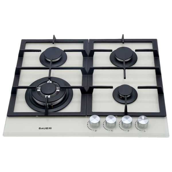 Plită încorporabilă pe gaz Bauer GH-604 BG03B Sticlă călită / Beige photo 1