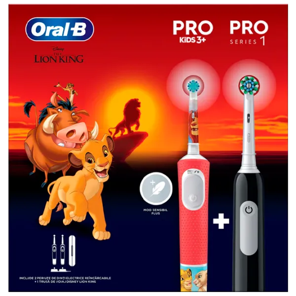 Periuță de dinți electrică Braun Family Set Pro + Kids Lion 2D / Red photo 1 Periuță de dinți electrică Braun Family Set Pro + Kids Lion 2D / Red photo 1