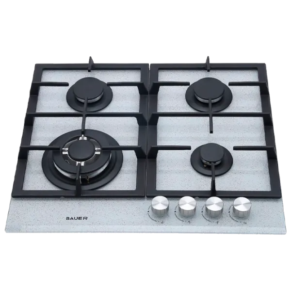 Plită încorporabilă pe gaz Bauer GH-604 BG03S Sticlă călită / Inox photo 1