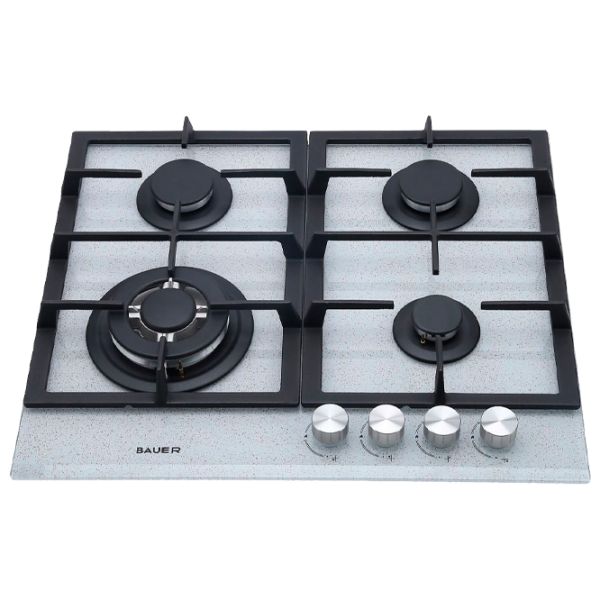 Plită încorporabilă pe gaz Bauer GH-604 BG03S Sticlă călită / Inox photo 1