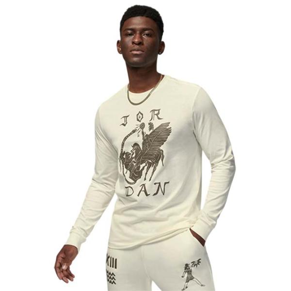 Tricou cu mânecă lungă pentru bărbați Jordan Flt Artst Srs Ls Crew Sportiv / Beige photo 1