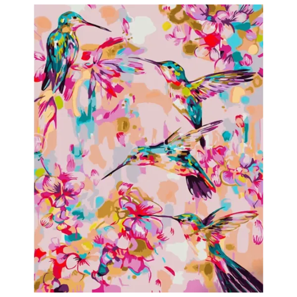 Pictură pe numere Strateg Păsări colibri roz GS1433 50 x 40 cm / Verticală photo 1 Pictură pe numere Strateg Păsări colibri roz GS1433 50 x 40 cm / Verticală photo 1