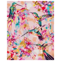 Pictură pe numere Strateg Păsări colibri roz GS1433 50 x 40 cm / Verticală
