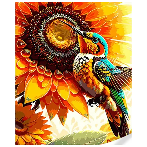 Pictură pe numere Strateg Colibri în floarea soarelui GS1593 50 x 40 cm / Verticală photo 1