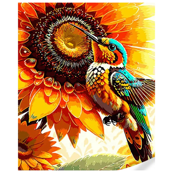 Pictură pe numere Strateg Colibri în floarea soarelui GS1593 50 x 40 cm / Verticală photo 1