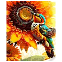 Картина по номерам Strateg Колибри в подсолнухах GS1593 50 x 40 см / Вертикальная