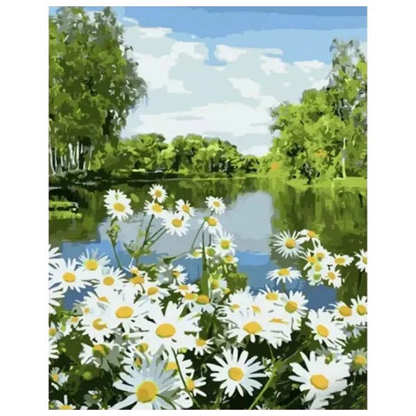 Картина по номерам Strateg Ромашки на берегу реки GS1074 50 x 40 см / Вертикальная photo 1 Картина по номерам Strateg Ромашки на берегу реки GS1074 50 x 40 см / Вертикальная photo 1
