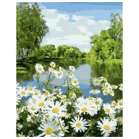 Картина по номерам Strateg Ромашки на берегу реки GS1074 50 x 40 см / Вертикальная
