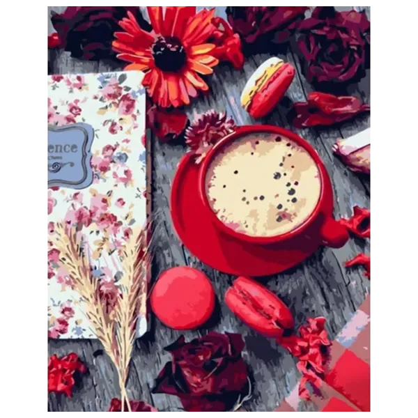 Картина по номерам Strateg Цветы и кофе GS893 50 x 40 см / Вертикальная photo 1