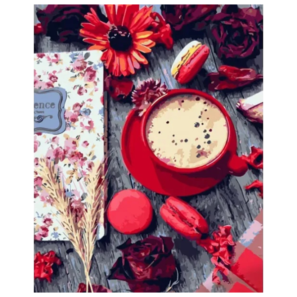 Картина по номерам Strateg Цветы и кофе GS893 50 x 40 см / Вертикальная photo 1
