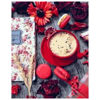 Картина по номерам Strateg Цветы и кофе GS893 50 x 40 см / Вертикальная