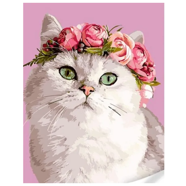 Картина по номерам Strateg Кошка с венком GS1601 50 x 40 см / Вертикальная photo 1 Картина по номерам Strateg Кошка с венком GS1601 50 x 40 см / Вертикальная photo 1