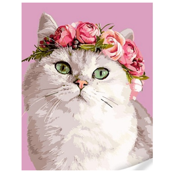 Картина по номерам Strateg Кошка с венком GS1601 50 x 40 см / Вертикальная photo 1 Картина по номерам Strateg Кошка с венком GS1601 50 x 40 см / Вертикальная photo 1