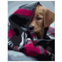 Картина по номерам Strateg Песик под одеялом GS1296 50 x 40 см / Вертикальная